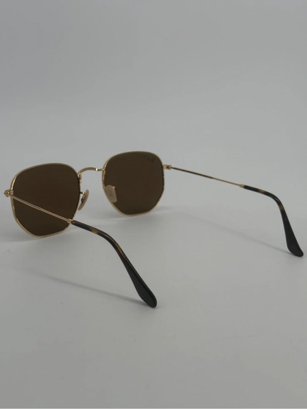 Ray-Ban Sunglasses Mens Gold Hexogonal Brown Polarized RB3548-N 001/57 145